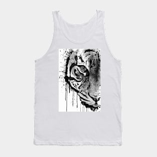 Black And White Half Faced Tiger Tank Top